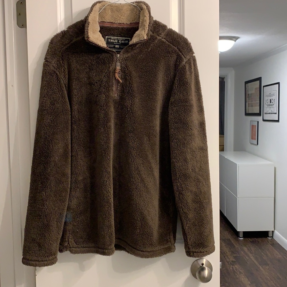 True grit 1/2 zip chocolate brown